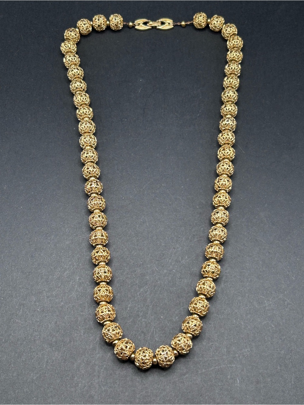 VTG Monet Gold Filigree Beaded Necklace on Chain 24ā